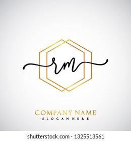 RM Initial Handwriting logo template vector