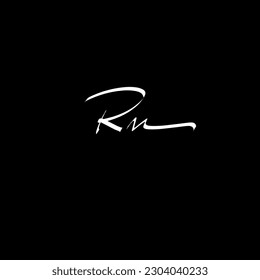 Rm Initial Handwriting Signature Monogram Logo Vector