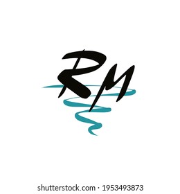 Logo manuscrito inicial de RM para identidad