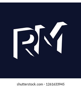 RM initial letter with negative space logo icon vector template