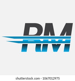 RM initial logo company name colored black and blue, Simple and Modern Logo Design.