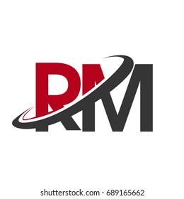 RM initial logo company name colored red and black swoosh design, isolated on white background. vector logo for business and company identity.