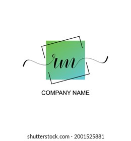 RM Initial logo handwriting typographic template