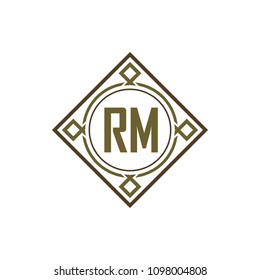 RM initial logo. Luxury ornament crown logo.
