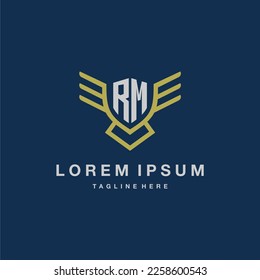 RM initial monogram logo for creative eagle line image vector design