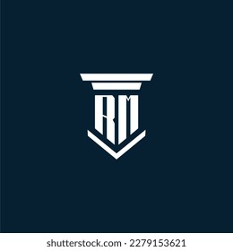 RM initial monogram logo lawfirm with pillar design