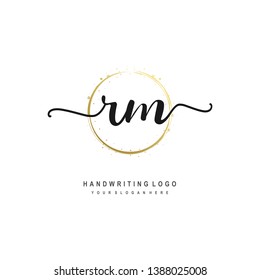 RM initial signature logo. handwriting logo template vector,