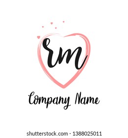 RM initial signature logo. handwriting logo template vector,