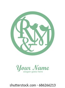 RM initial wedding decorative logo template
