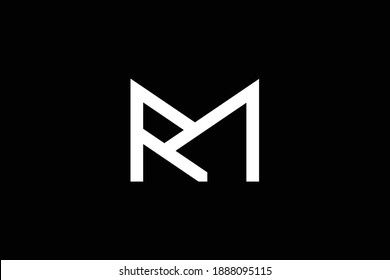 RM letter logo design on luxury background. MR monogram initials letter logo concept. RM icon design. MR elegant and Professional white color letter icon design on black background.