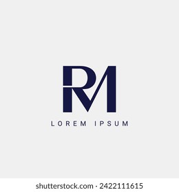 RM letter logo design. RM polygon, circle, triangle, hexagon, flat and simple style with white color variation letter logo set in one artboard. RM minimalist and classic logo. RM