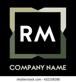 RM letters business logo creative  icon design template elements in abstract background logo, design identity in square with four colors, modern alphabet letters