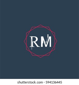 rm logo letter initial, Abstract Polygonal Background Logo, design for Corporate Business Identity,flat icon, Alphabet letter