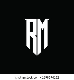 RM logo monogram with emblem shield style design template