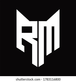 RM Logo monogram with fox head shape design template