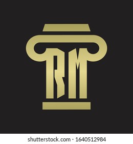 RM Logo monogram with pillar style design template with gold colors