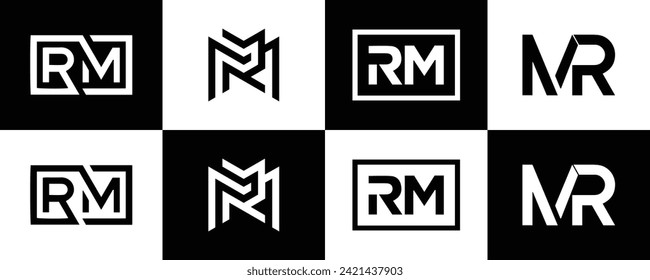 RM logo. R M design. White RM letter. RM, R M letter logo design. Initial letter RM linked circle uppercase monogram logo.