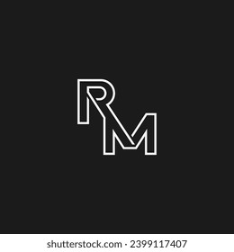 RM monogram geometric monoline style logo design concept