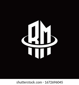 RM monogram logo in a hexagon style and surrounded by a ring