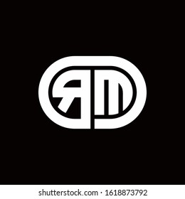 RM monogram logo with an oval style on a black background