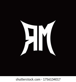 RM monogram logo with sharped shape design template isolated on black background