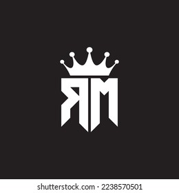 RM or MR logo monogram symbol shield with crown shape design vector