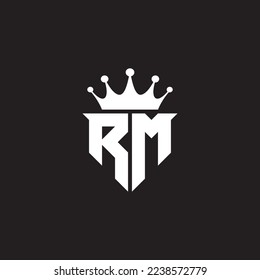 RM or MR logo monogram symbol shield with crown shape design vector