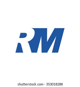 RM negative space letter logo blue