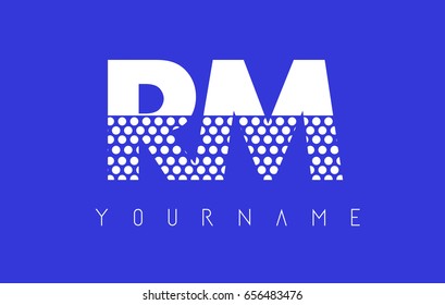 RM R M Dotted Pattern Letter Logo Design Vector with Blue Background.