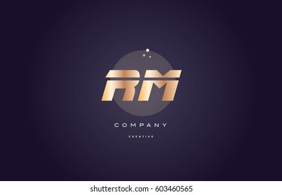 rm r m  gold yellow golden metal metallic bold luxury product modern creative gradient alphabet company logo design vector icon template
