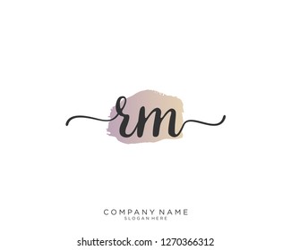 RM R M Initial handwriting logo vector 