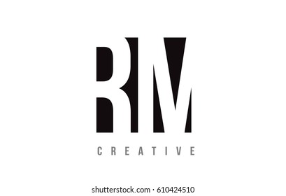 RM R M White Letter Logo Design with Black Square Vector Illustration Template.