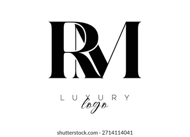 Letra RM Serif Monogram Tipografia Logotipo para identidade de marca premium elegante