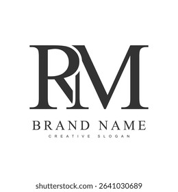 RM trendy logotype template. Initial letter r and m classic font style. Creative logo for company name or identity. Vector illustration.