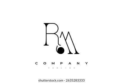 RM Typography Logo Design. Stylish monogram design depiction featuring the letters R and M combined in an artistic signature style, delivering a unique and creative visual representation.