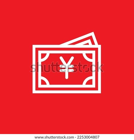 RMB note line icon. Graphic resource template, vector illustration.