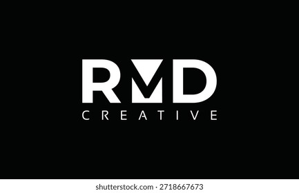 RMD letters Logo with negative space design. Letter with geometric typography. Creative Vector Illustration with letters.