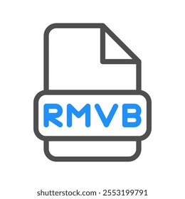 Rmvb file type symbol icon. contemporary design with color outline for video file format