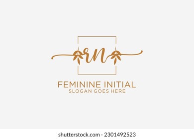 RN beauty monogram and elegant logo design handwriting logo of initial signature, wedding, fashion, floral and botanical with creative template.