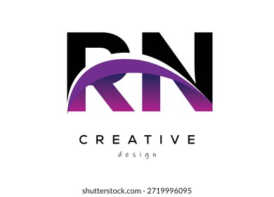 RN kreatives und modernes Logo-Design mit kreativem lila Welle abstraktes letzteres Logo-Konzept.