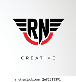 RN Creative Wings Letter Logo with Modern Shield - Powerful Business and Branding Symbol	

