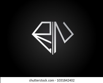 RN diamond shape silver color design