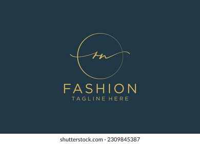 RN Feminine logo beauty monogram and elegant logo design, handwriting logo of initial signature, wedding, fashion, floral and botanical with creative template.