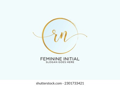 RN handwriting logo with circle template vector signature, wedding, fashion, floral and botanical with creative template.