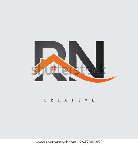 RN House Letter Logo – Creative Real Estate Monogram with Roof Shape and Home Icon for Property, Architecture and Modern Branding Identity