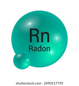 Rn icon. Radon symbol. Green gradient sphere. Scientific vector image.