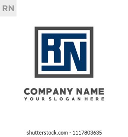 RN initial box letter logo template vector