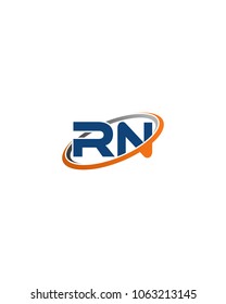 RN initial company blue orange swoosh logo