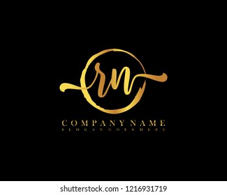 RN initial handwriting logo circle template vector