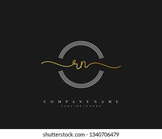 RN initial handwriting logo template vector